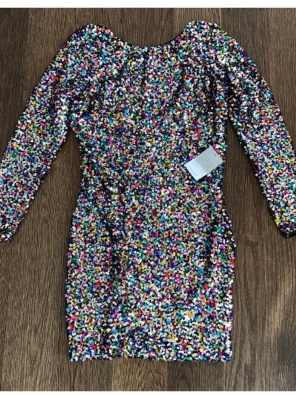 NWT Dress the Population Multicolor Sequin Long Sleeve Party Dress